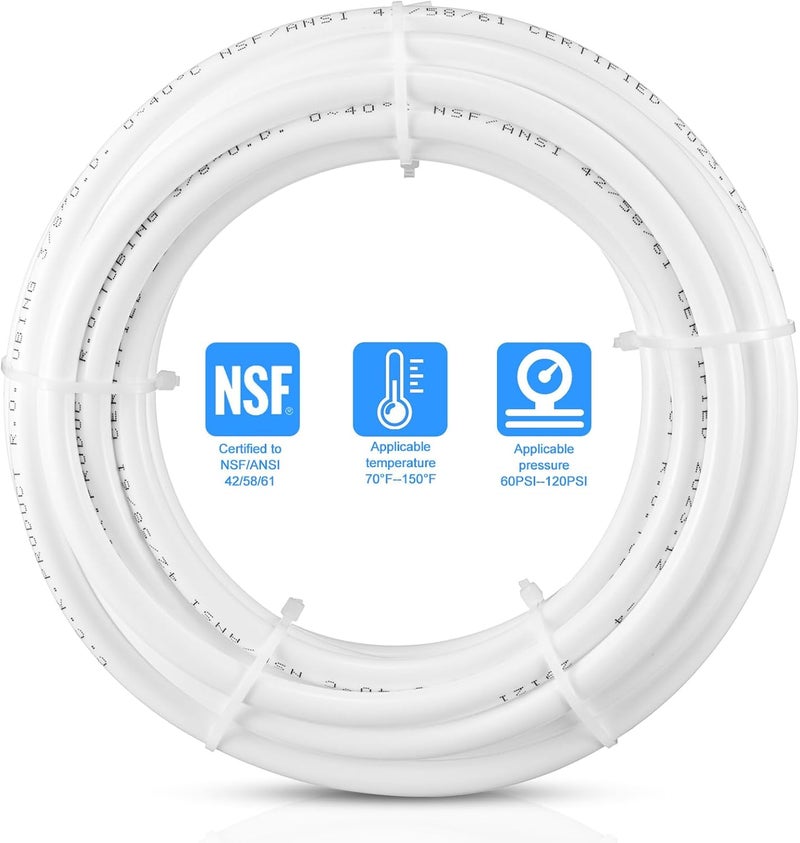 HAO CHEN 25FT 3/8 Inch O.D.RO Water Tubing,NSF Certified Water Line for RO(Reverse Osmosis) Water Purifier Filter System,BPA free Flexible Tubing(white) - Image 2